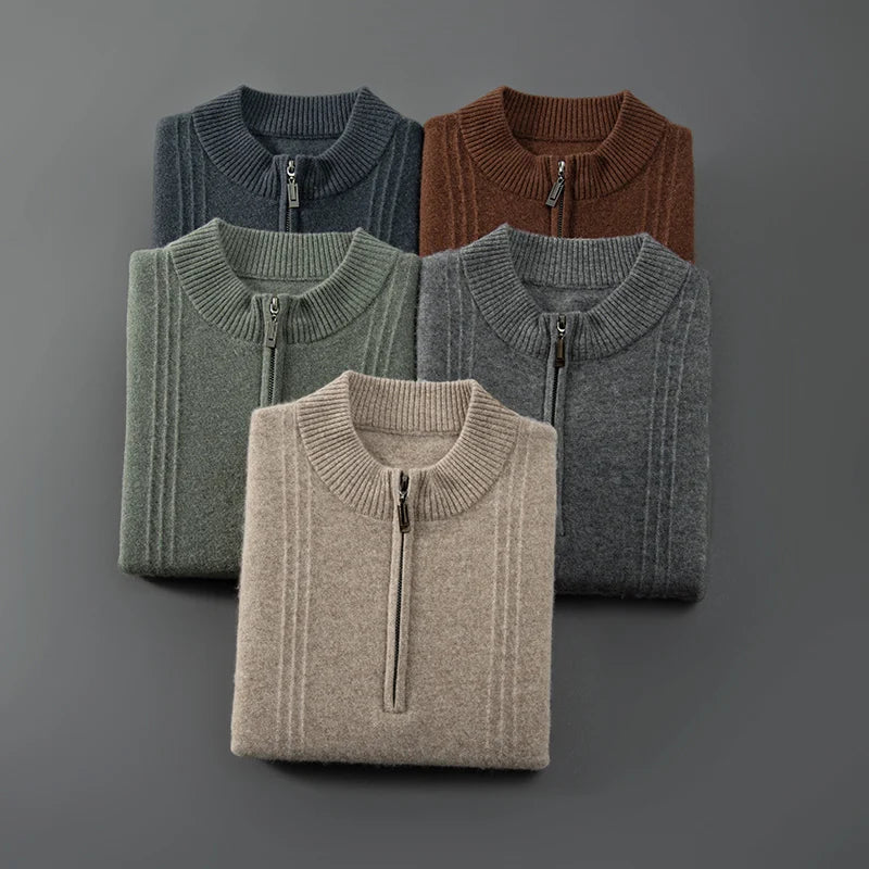 By Style™ | 100% Cashmere Ribbed Half Zip